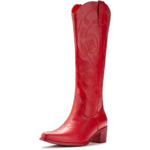 IUV Women's Cowboy Boots | Pointy Toe Western Mid-Calf Cowgirl Boots